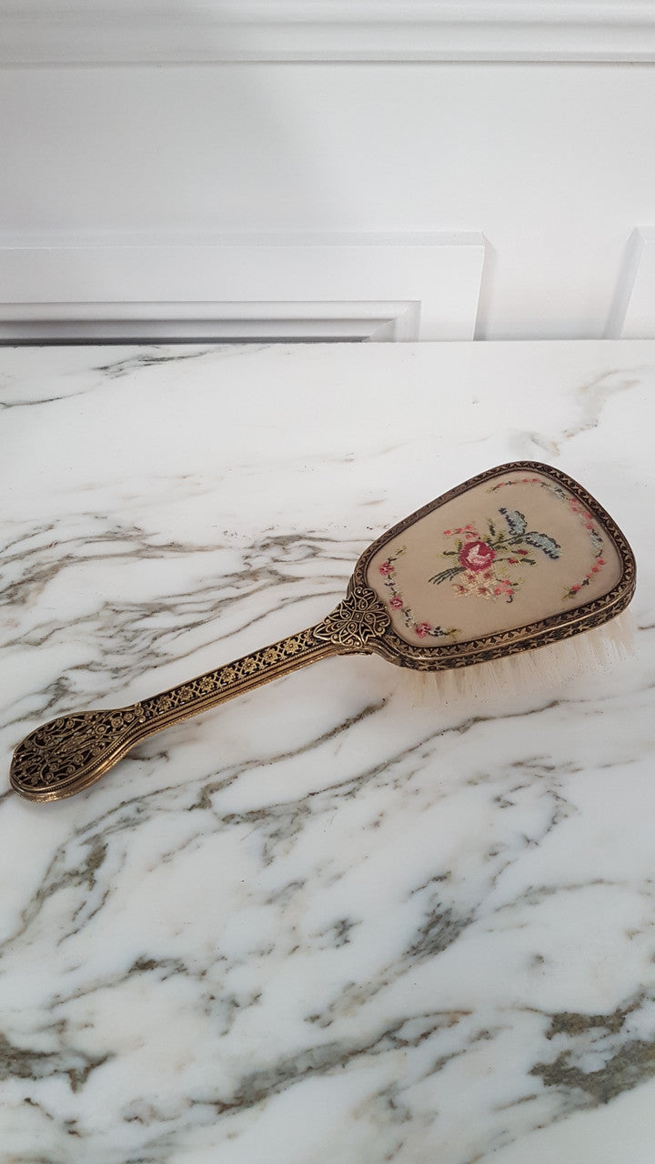 Vintage Embroidered Hair Brush