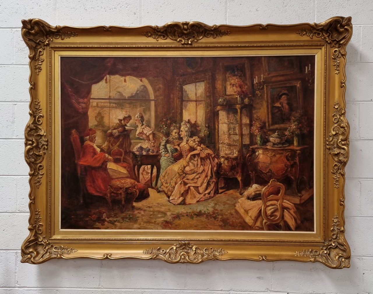 Beautifully framed oil on canvas, sourced in France is this stunning painting in an ornate decorative frame and in good condition.