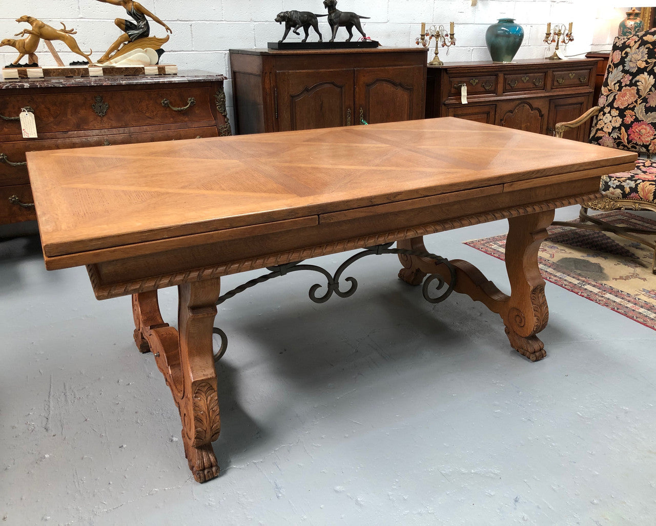 French Oak Spanish Style Extension Table