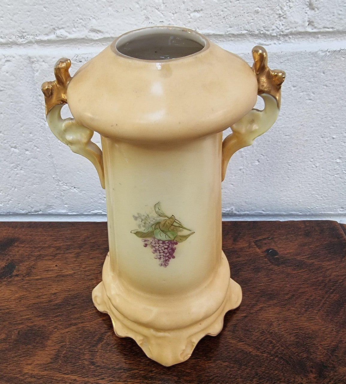 Edwardian Hand-Painted Vase With Lilac Pattern