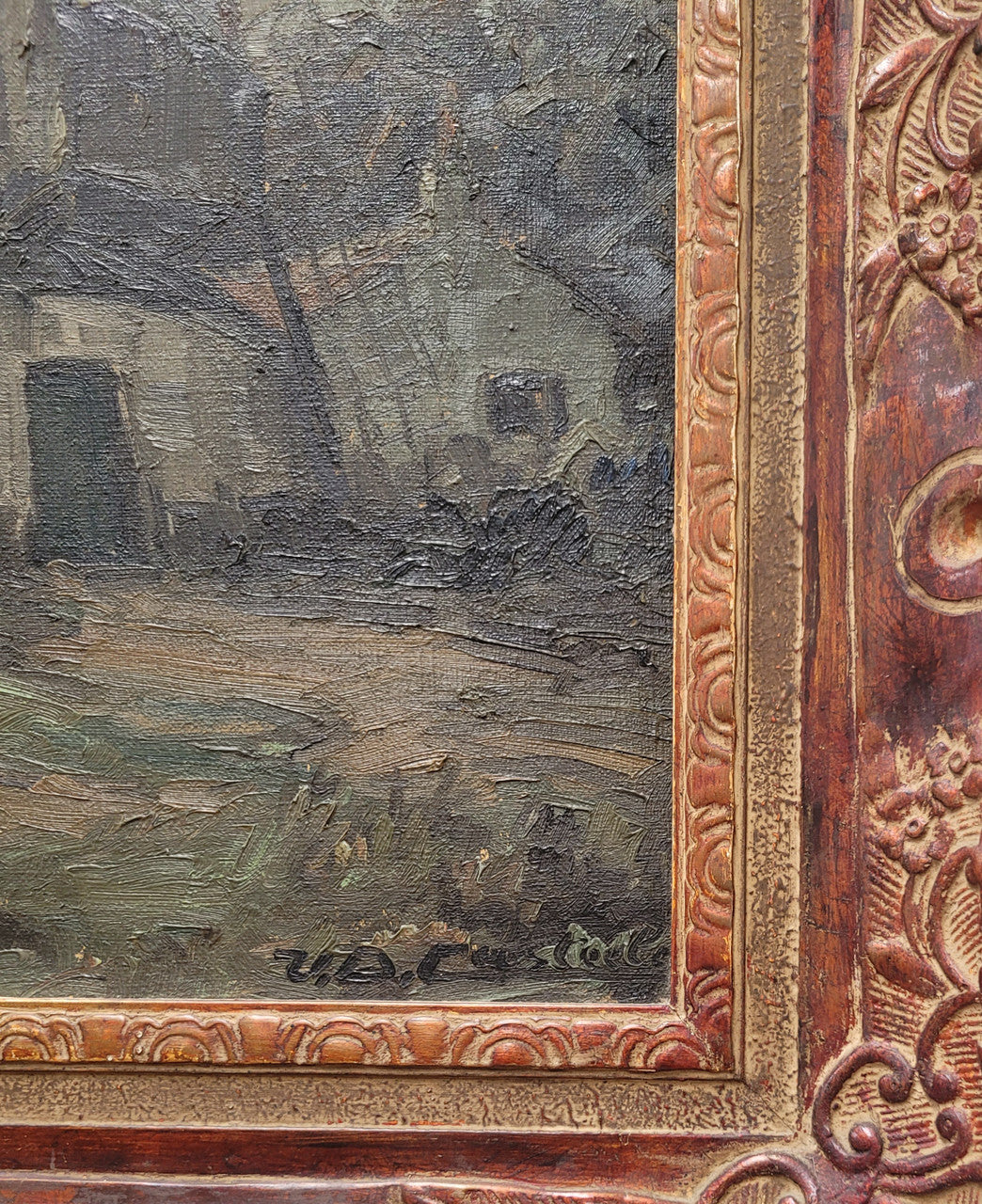 Late 19th century Dutch impressionist signed oil on canvas depicting "Windmill Landscape". It is in good original detailed condition and has been sourced from France.