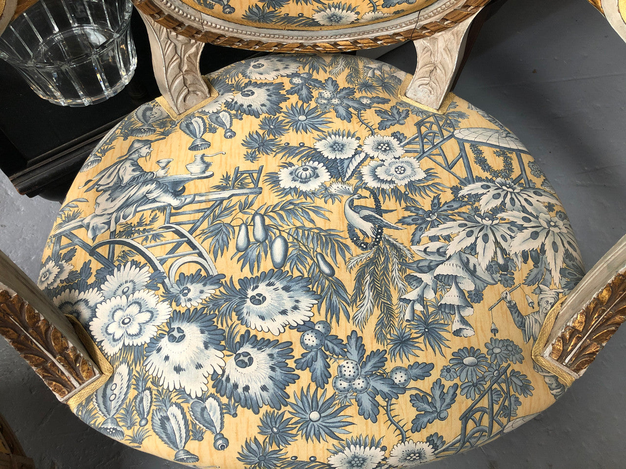 Beautiful Pair of French upholstered Arm chairs