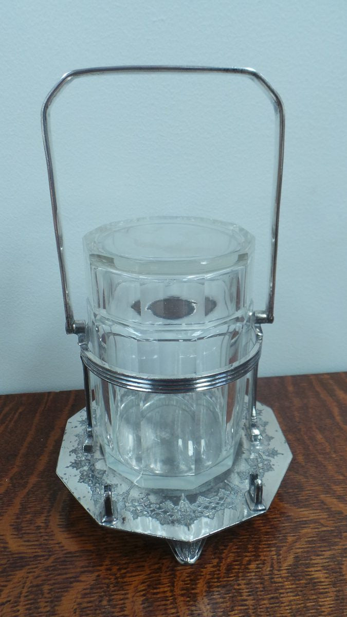 Fabulous Glass And Silver Plate Pickle Jar
