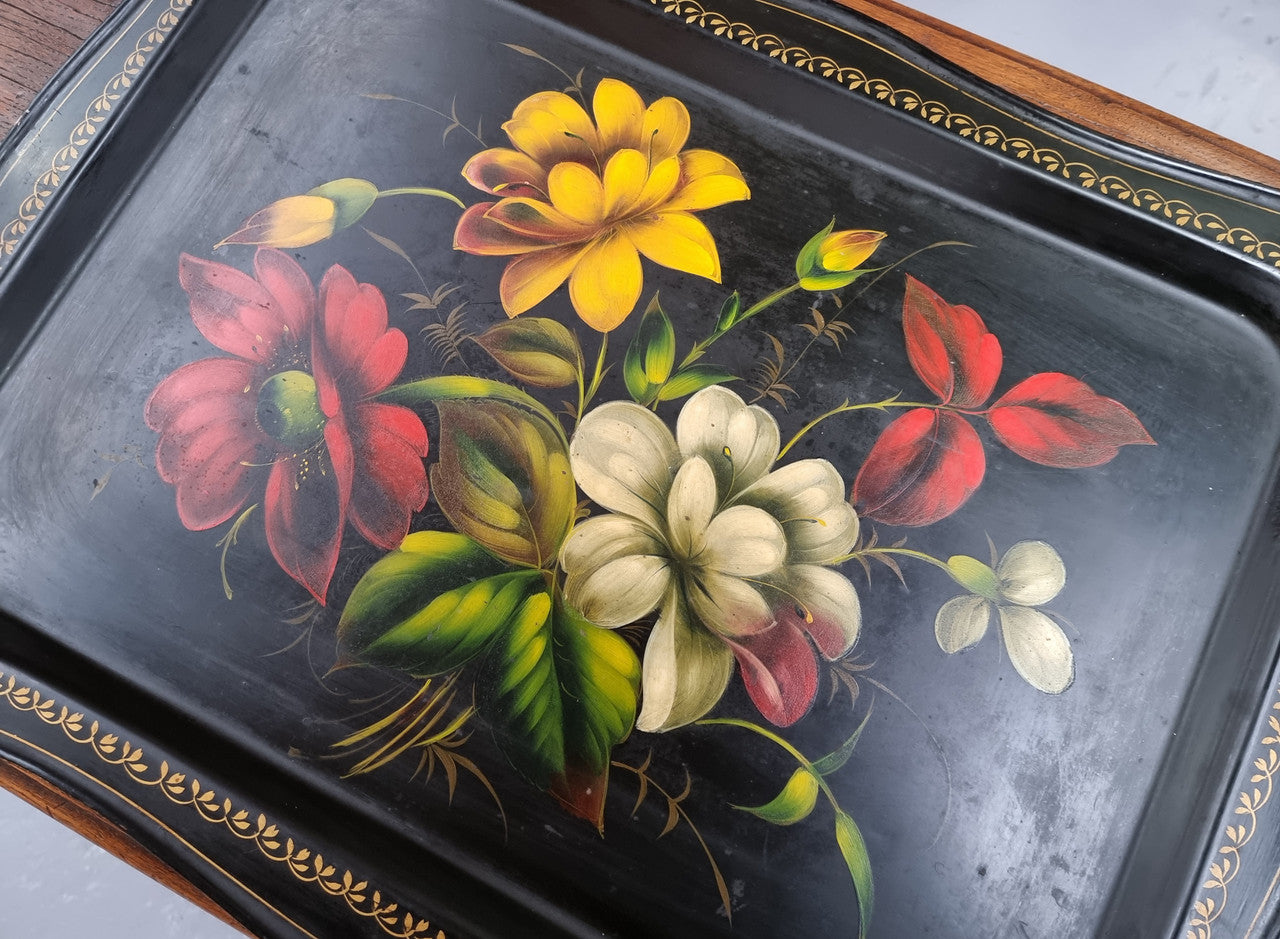 Fabulous 19th Century Finely Hand-Painted French Toleware Tray