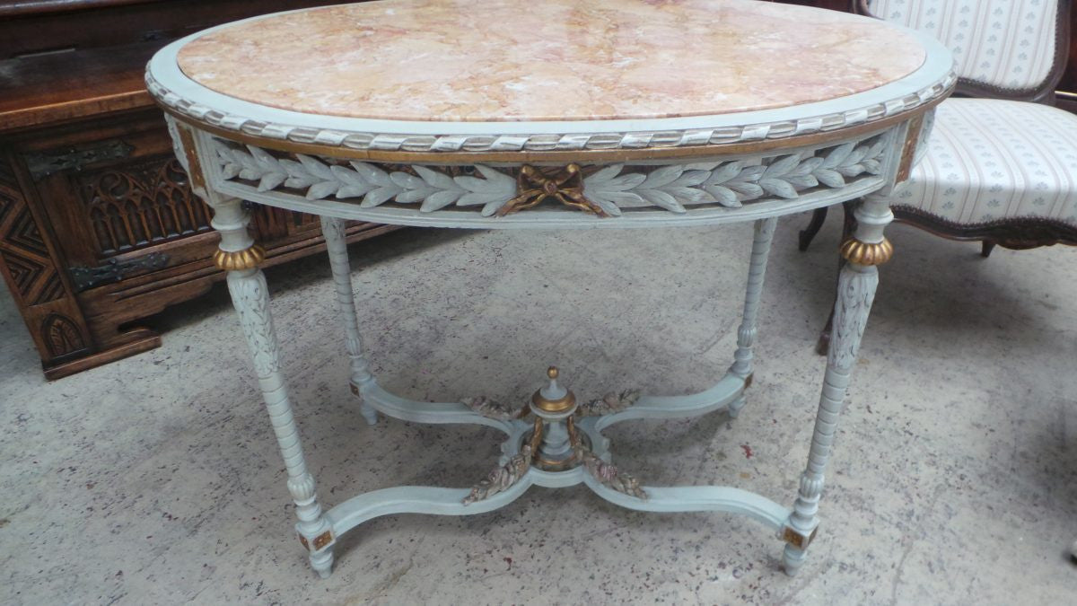 Antique French Carved Oval Table