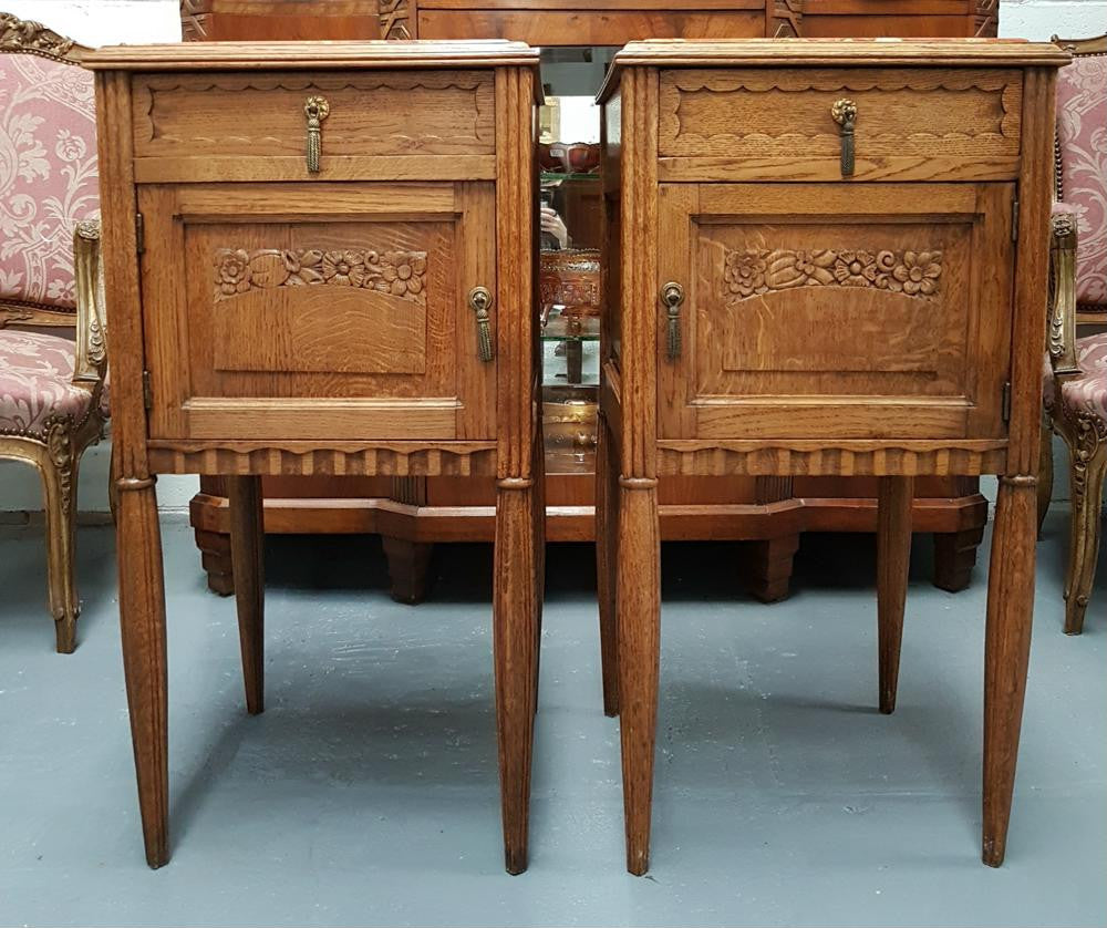 Pair of French Oak Bedside Cabinets-6