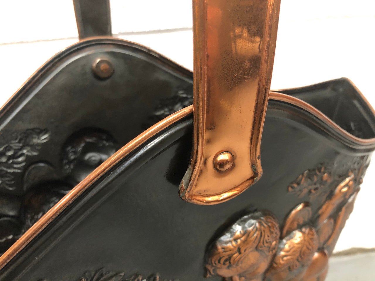 Very Decorative French Copper Cupid Decorated Umbrella-Stick Stand