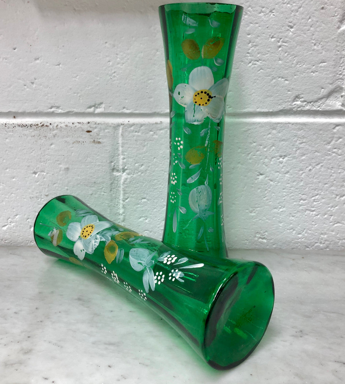 Beautiful Pair of hand painted glass Vases