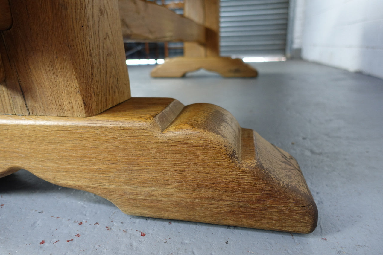 Amazing Rustic Oak French 10 seater refectory farmhouse table. This table can very comfortably seat 10 people and 12 if needed. The top has a charming natural rustic feel and it is in very good original detailed condition.