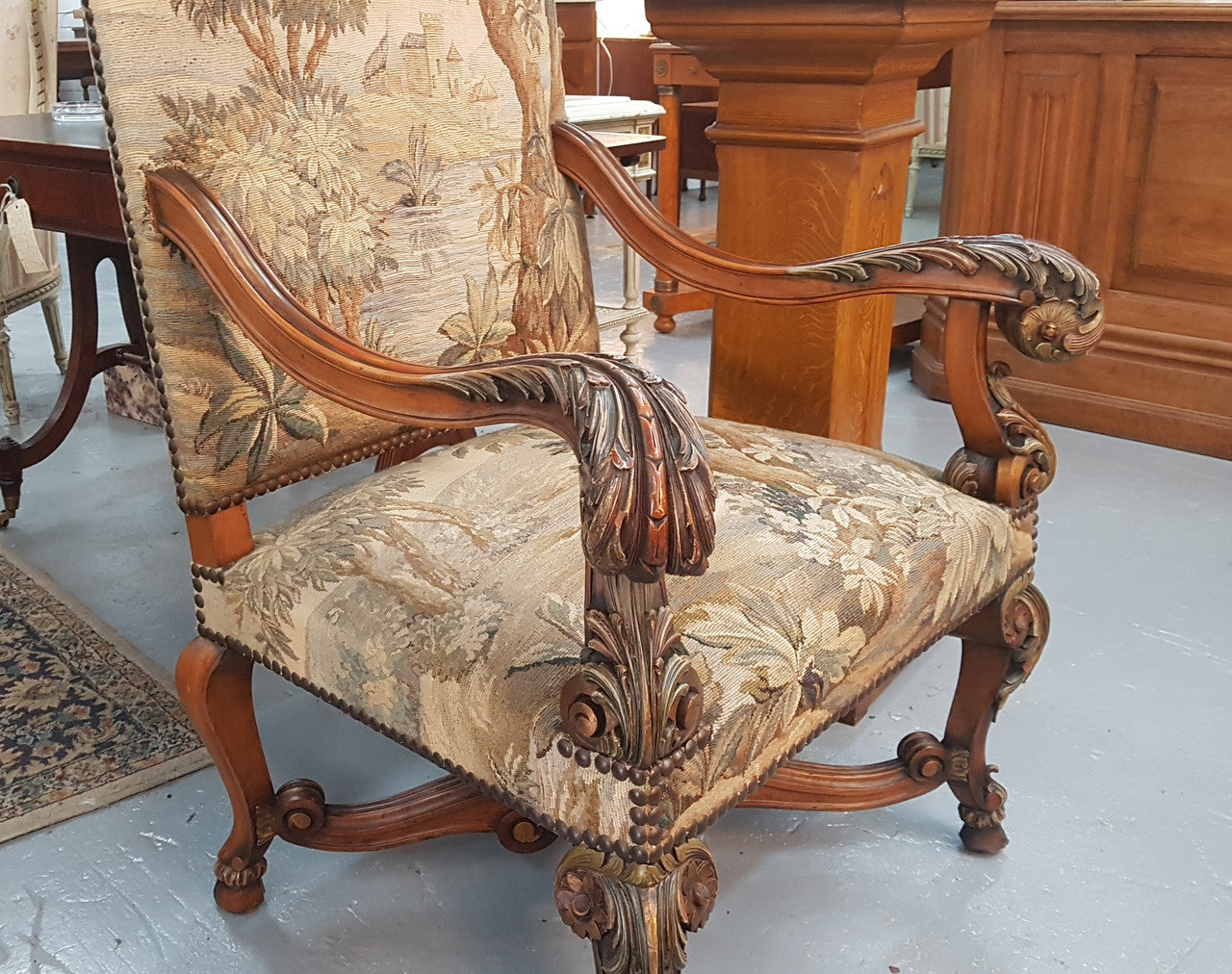 A sensational French walnut carved chair