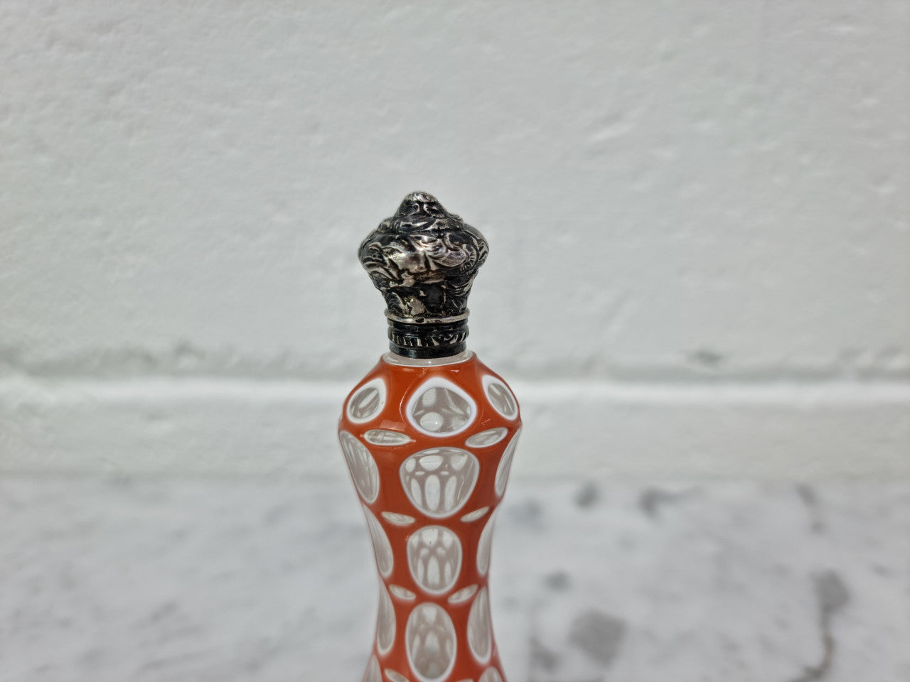 Rare Antique 19th century French silver top and double overlay glass scent bottle. Internal stopper intact and is in good original condition, please view photos as they help form part of the description.