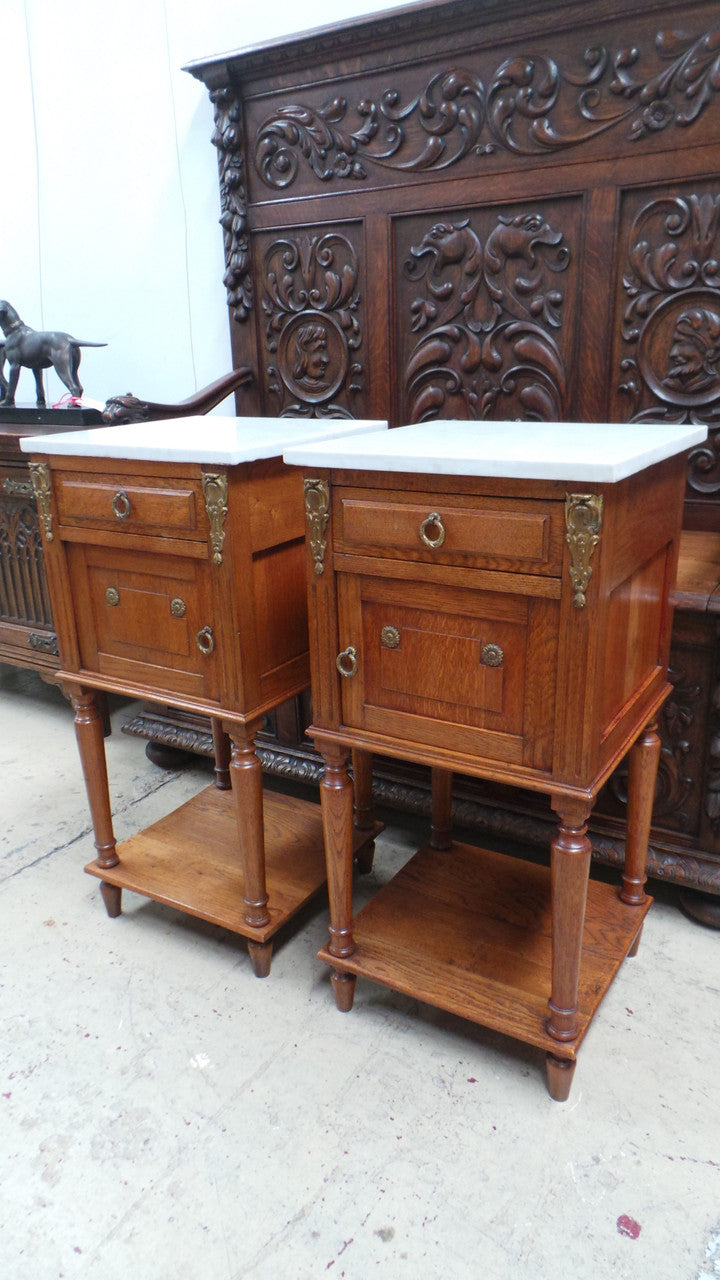 Pair of French Oak Bedside Cabinets-8