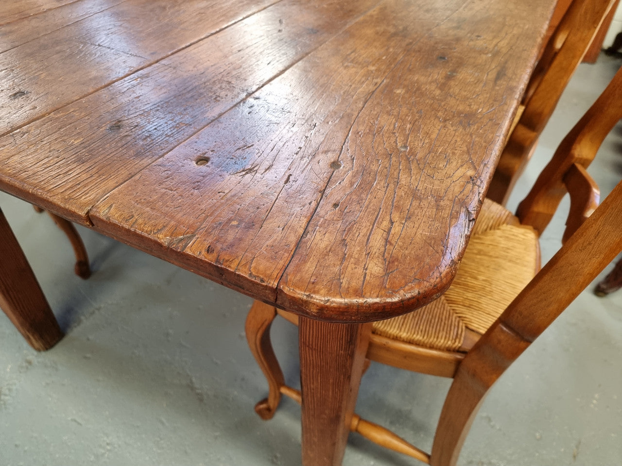 Fabulous early 19th Century Antique Fruitwood Farmhouse table of small proportions and loads of rustic detail. In good original detailed condition.