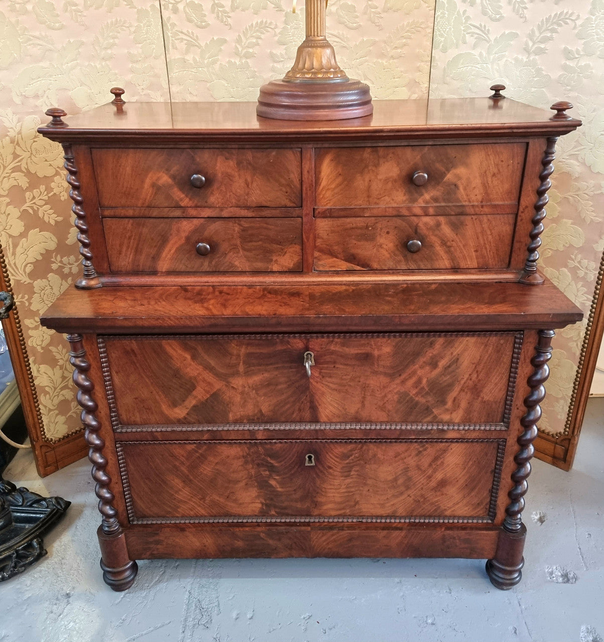 Rare Georgian Flame Mahogany Miniature Chest on Chest
