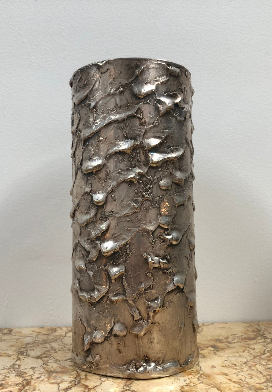 Signed Ernst Fries Textured Australian Handcrafted Metal Vase