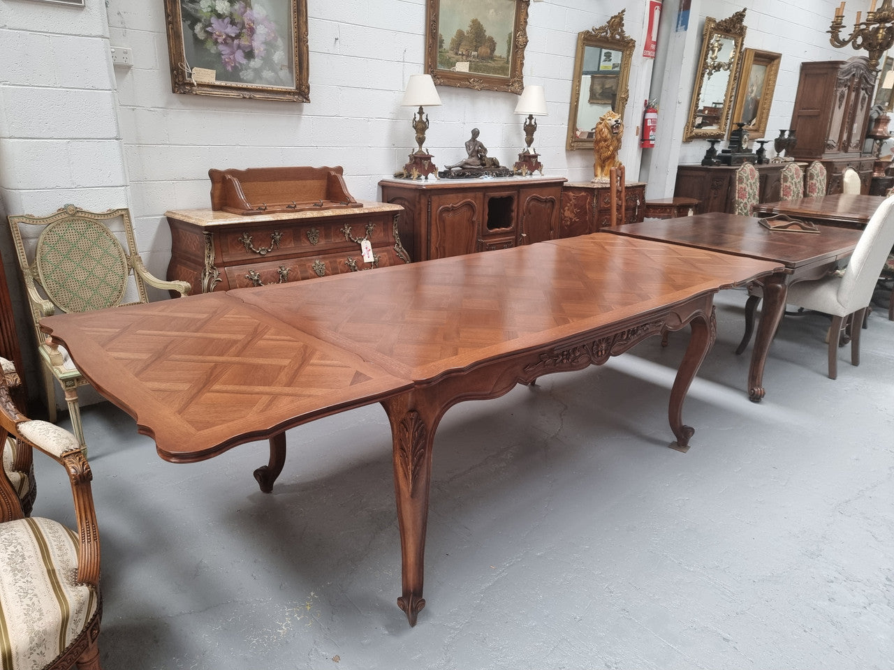 Louis XV Style Parquetry Top Extension Table