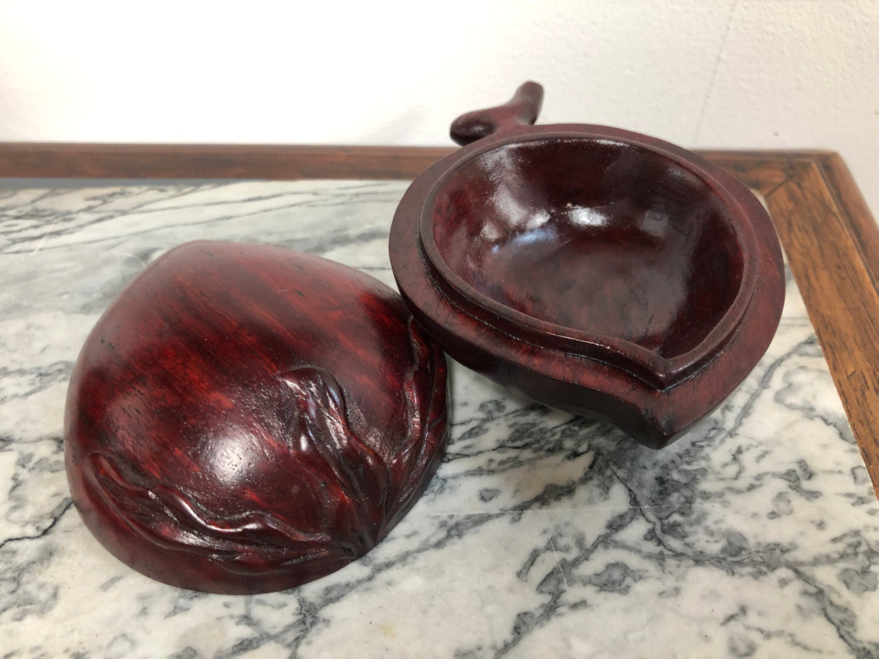 Charming Carved Chinese Rosewood Peach Trinket Box