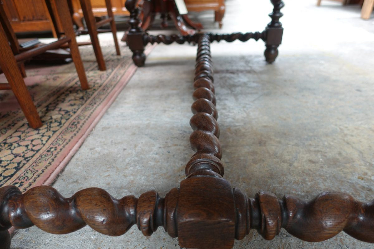 1860's French Oak Gothic Style Two Drawer Desk
