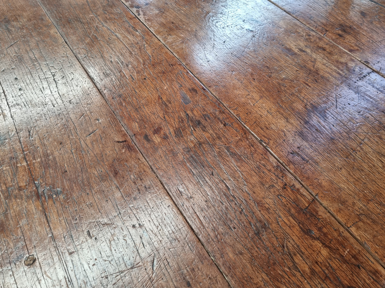 Fabulous early 19th Century Antique Fruitwood Farmhouse table of small proportions and loads of rustic detail. In good original detailed condition.