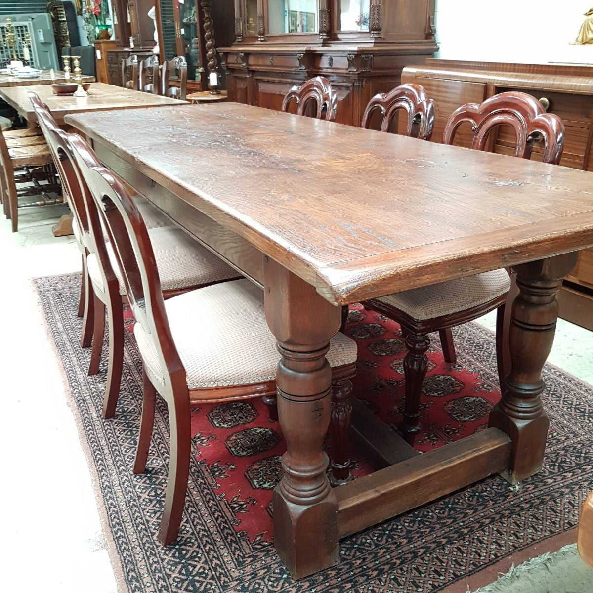 Eight Mahogany Reproduction Balloon Back Chairs