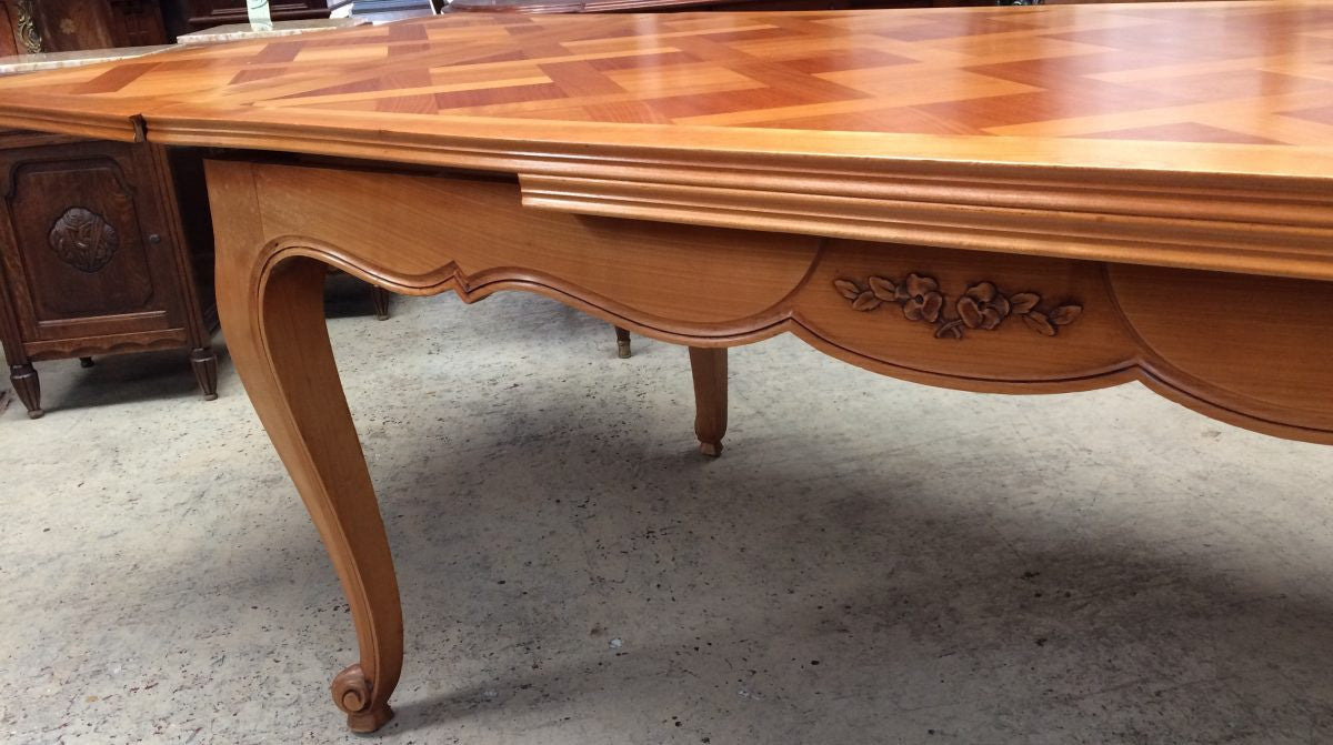 Cherrywood Parquetry Top Extension Dining Table