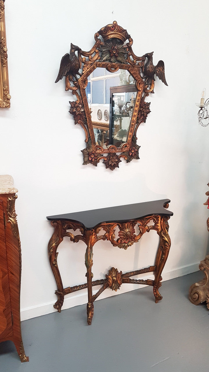 French Louis XV Console Table and Matching Mirror