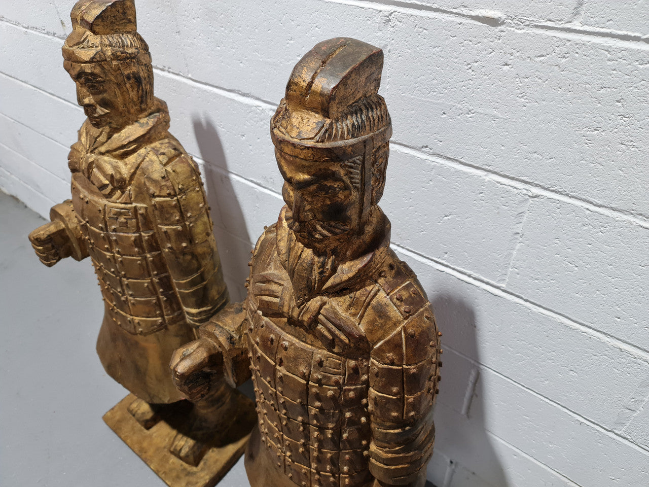 Impressive pair of carved wood and gilt large Chinese Warriors. Circa: 1960. In good original detailed condition.