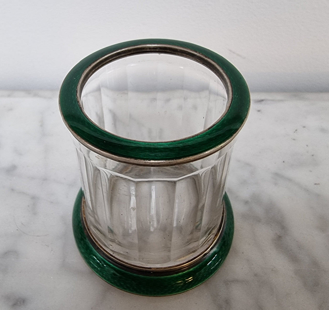 Rare French Silver, enamel and glass forks holder with 12 forks in good original condition, please view photos as they help form part of the description.