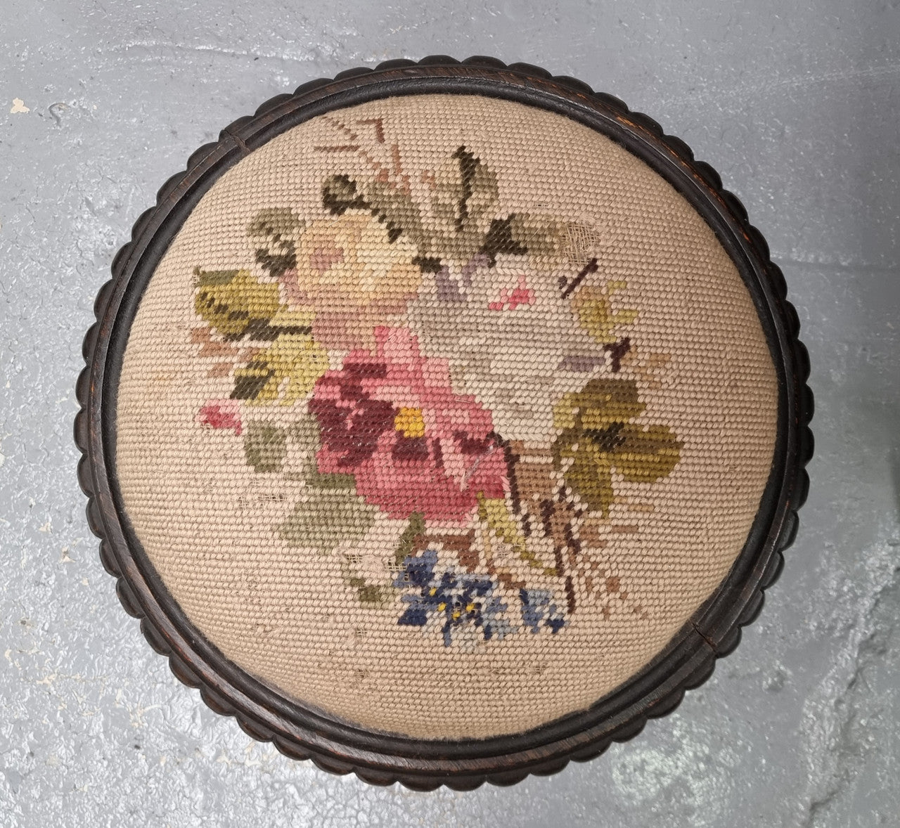 Just arrived is this gorgeous Edwardian floral tapestry foot stool in good original condition.