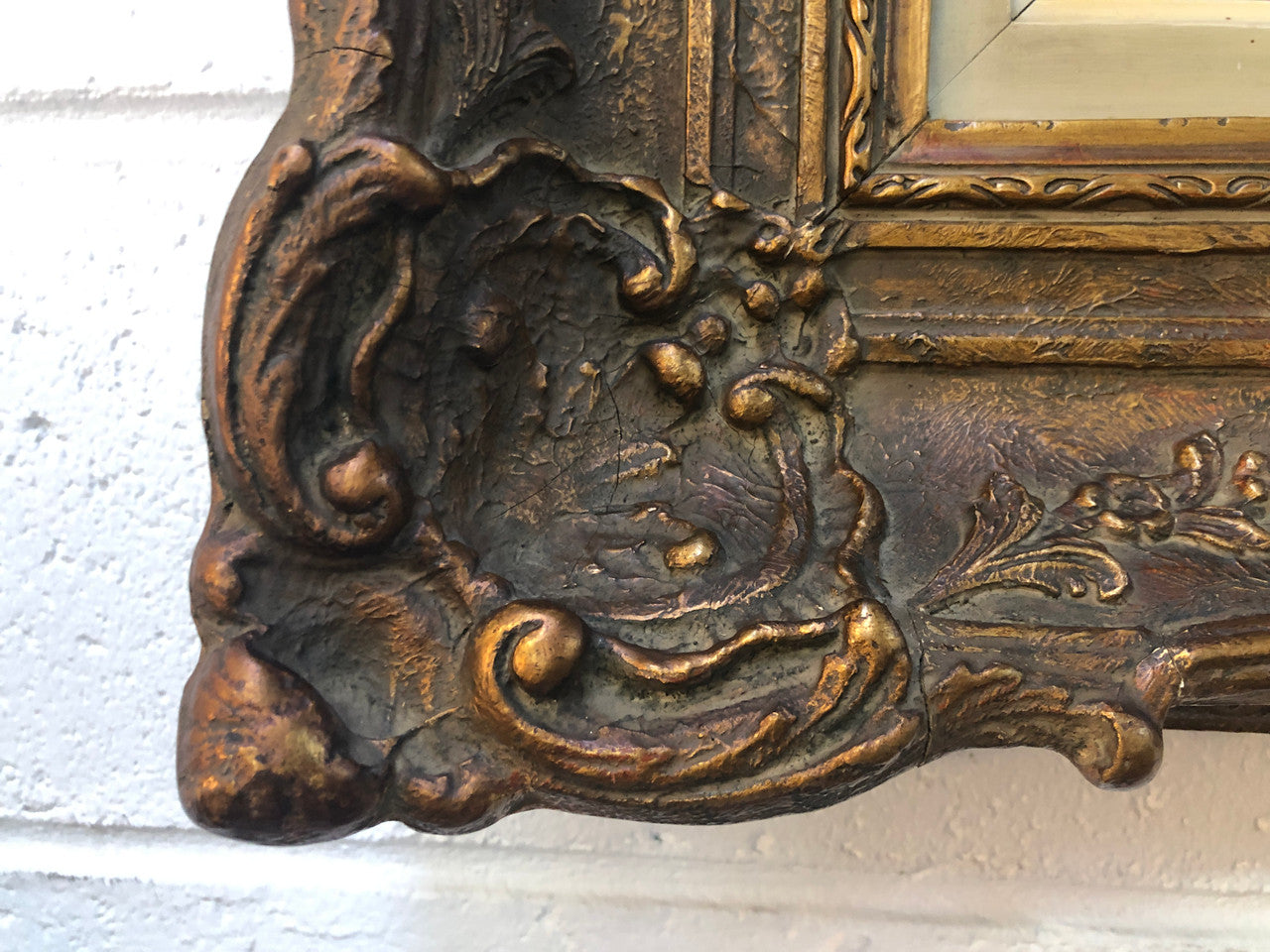 Sensational "Moody" oil on canvas landscape painting in a ornate gilt frame. In good original condition.