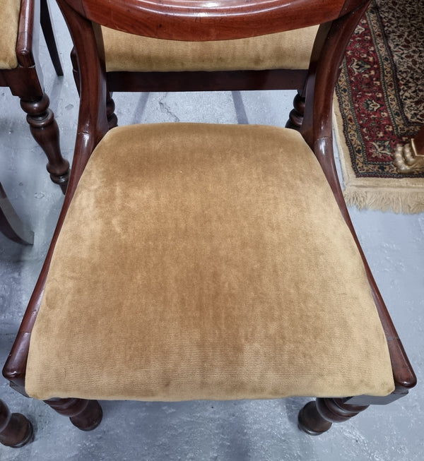 Set of four Mahogany Victorian dining chairs that would benefit from reupholstery. Sourced locally they are in good original condition. Being sold individually for $150.00 each.
