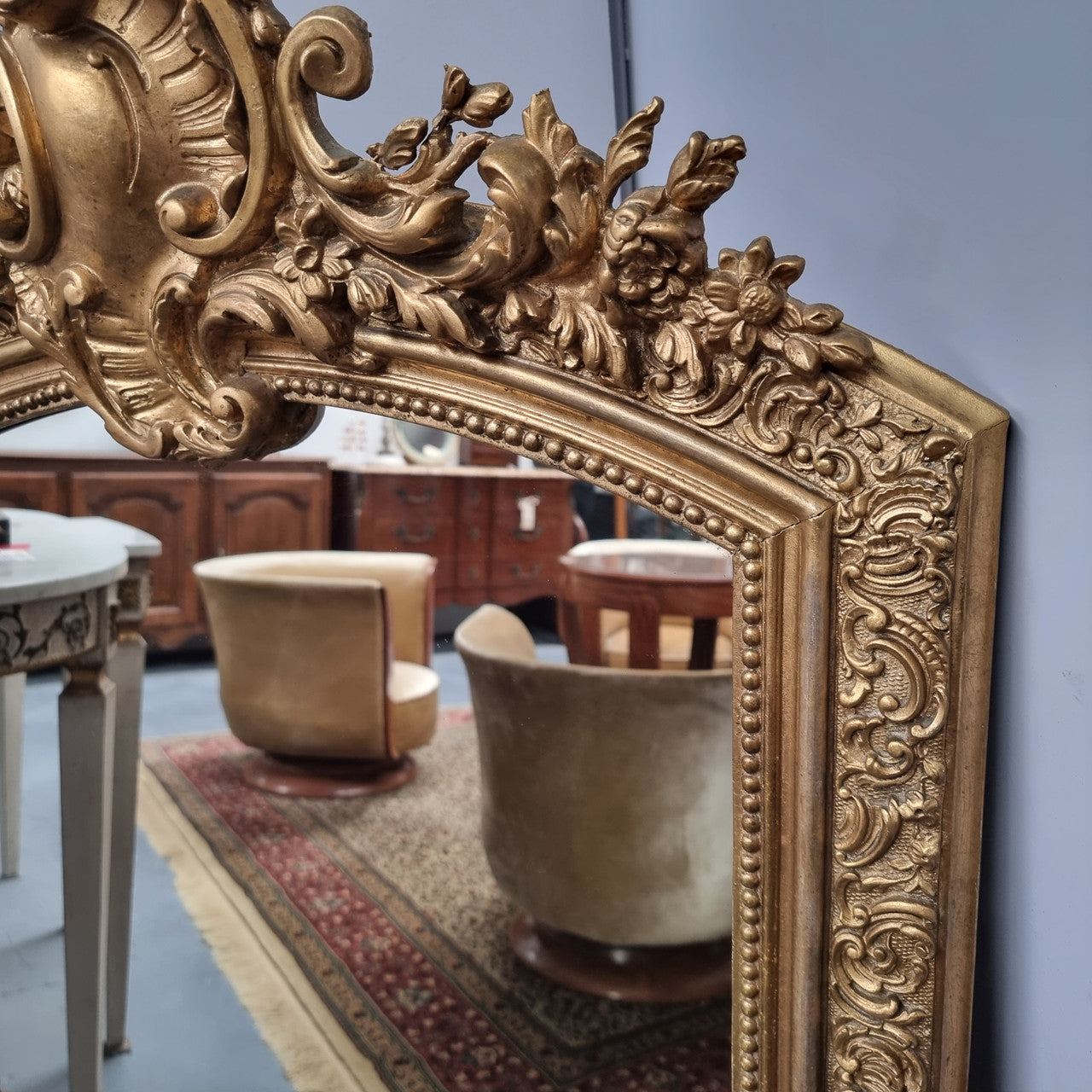 Late 19th Century French Louis XV style carved gilt wall mirror. Sourced from France and in good original detailed condition.