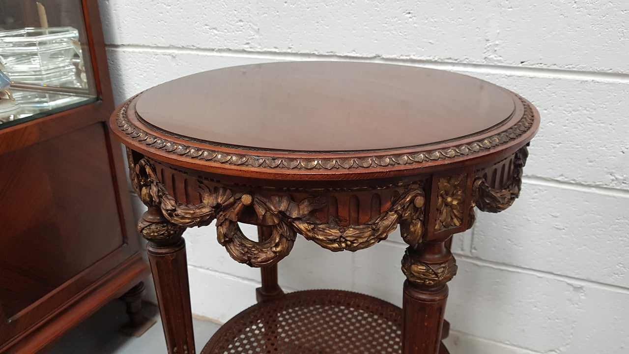 French Louis XVI Style Carved Two Tier Table