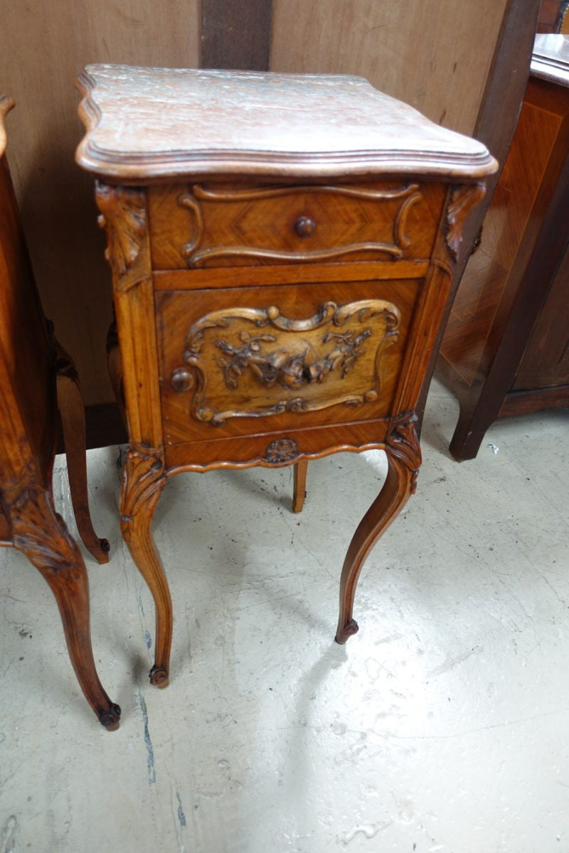 French Walnut Bedside Cabinet-1