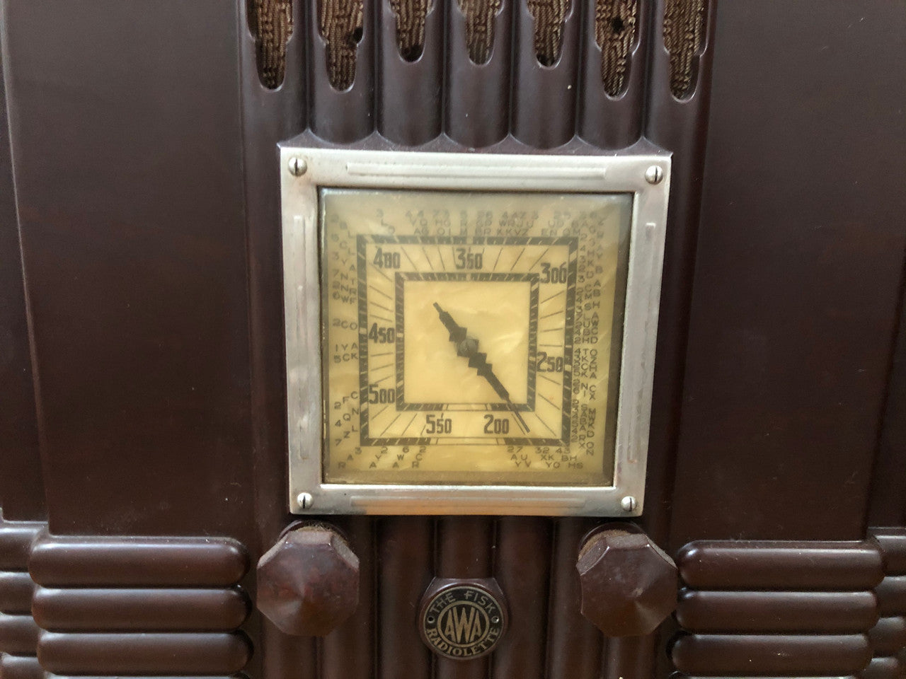 AWA 'The Fisk Radiolette' Empire State radio made from Bakelite. In original untouched condition, please note the power cord has been cut.