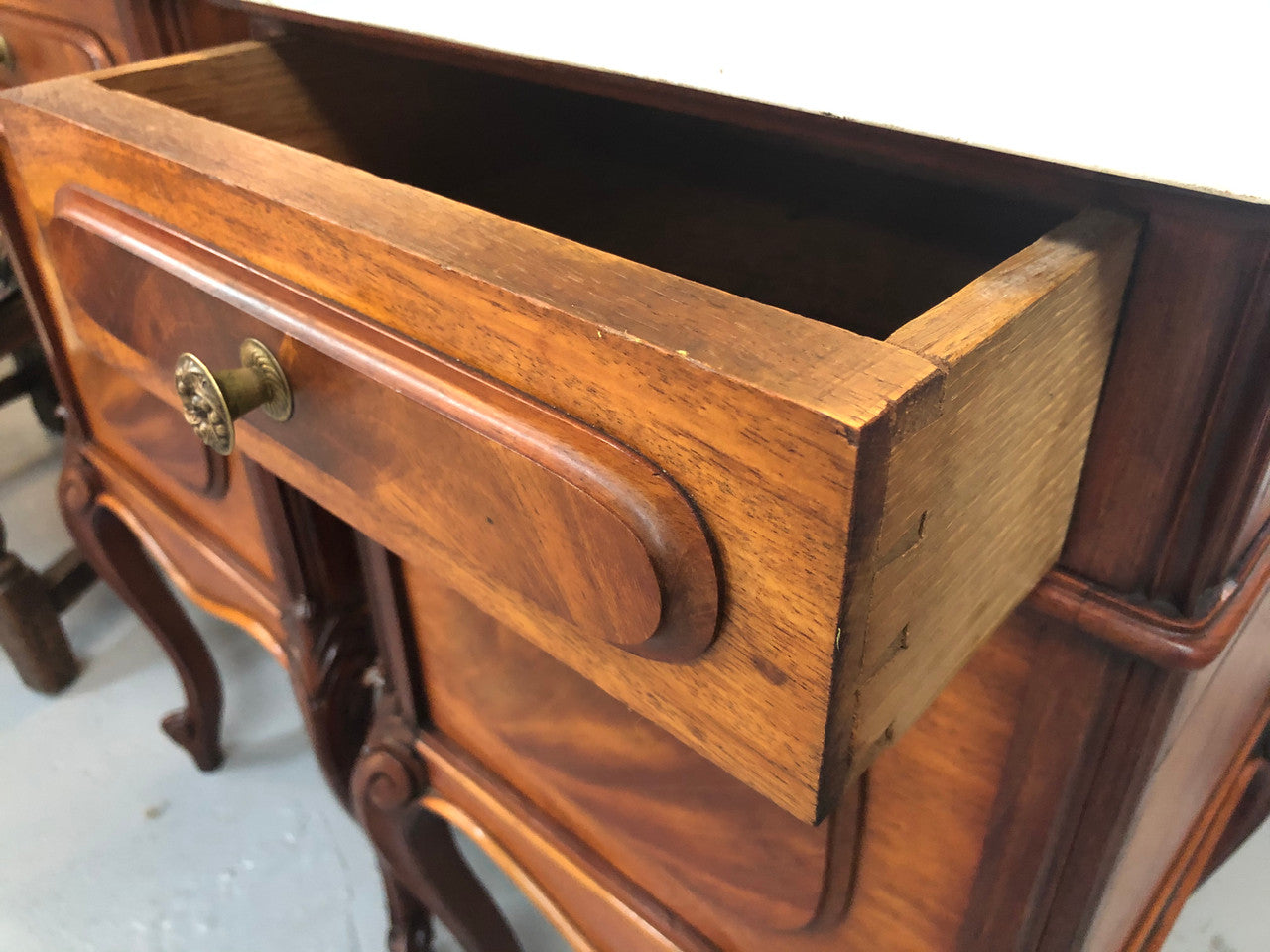 Pair Of White Marble Top Mahogany Bedside Cabinets