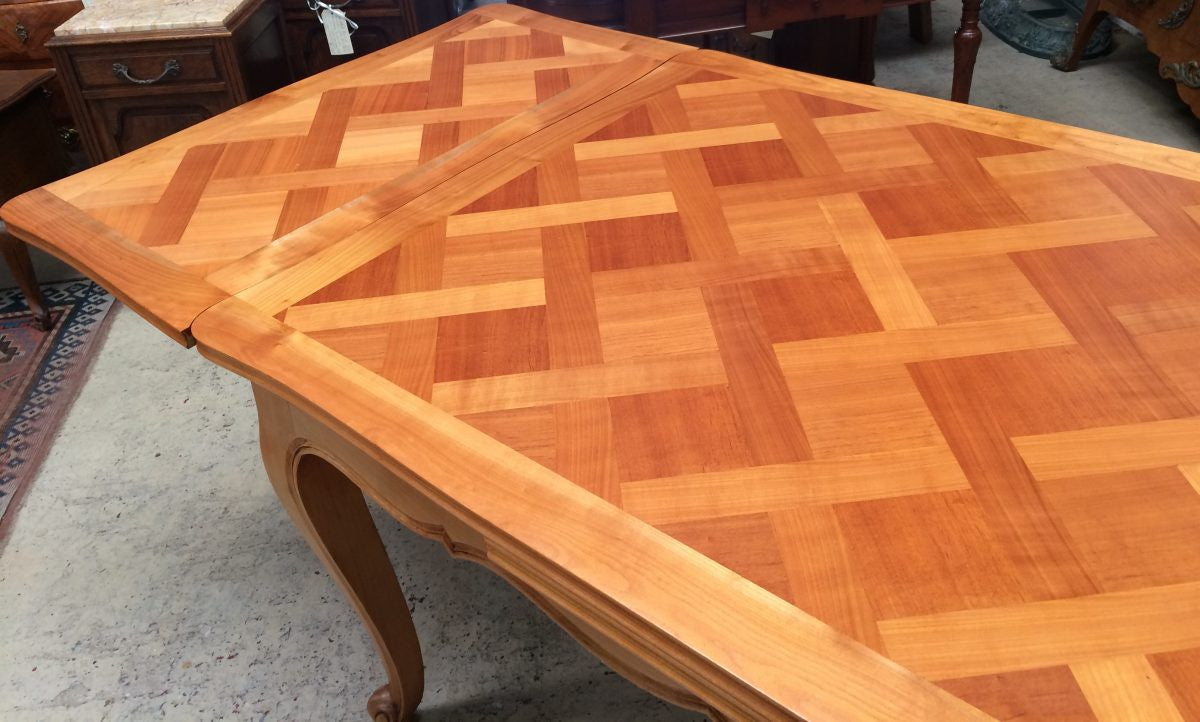 Cherrywood Parquetry Top Extension Dining Table