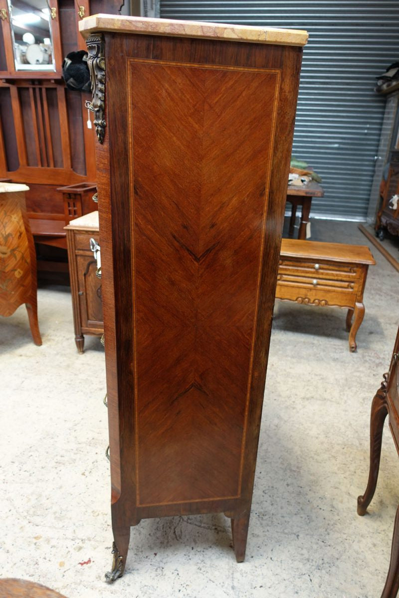French Rosewood And Walnut Parquetry Inlaid Chest Of Drawers