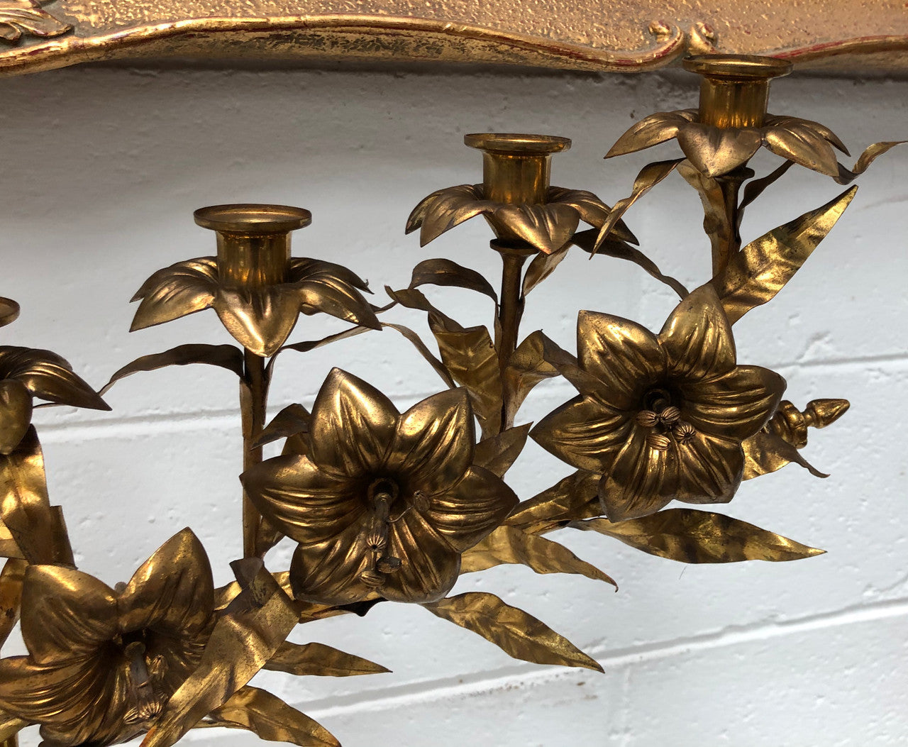 Fabulous & Highly Decorative Set Of Three French Brass Candelabras