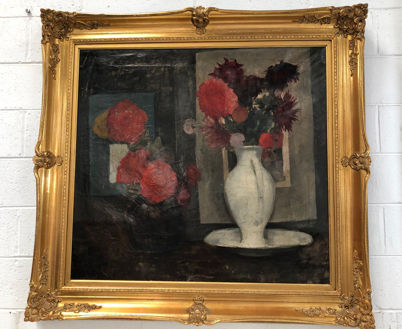 A very striking large Dutch signed oil on canvas painting. It has beautiful vibrant colours and has been sourced from France. It is in an original gilt frame and in good condition.