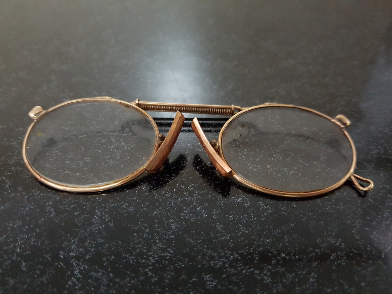 Antique Pince-Nez Reading Glasses Gold Plated