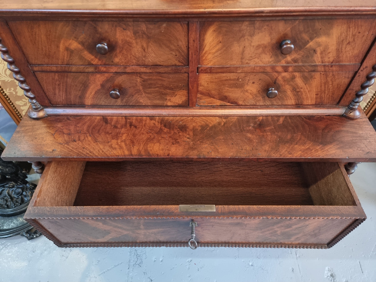 Rare Georgian Flame Mahogany Miniature Chest on Chest