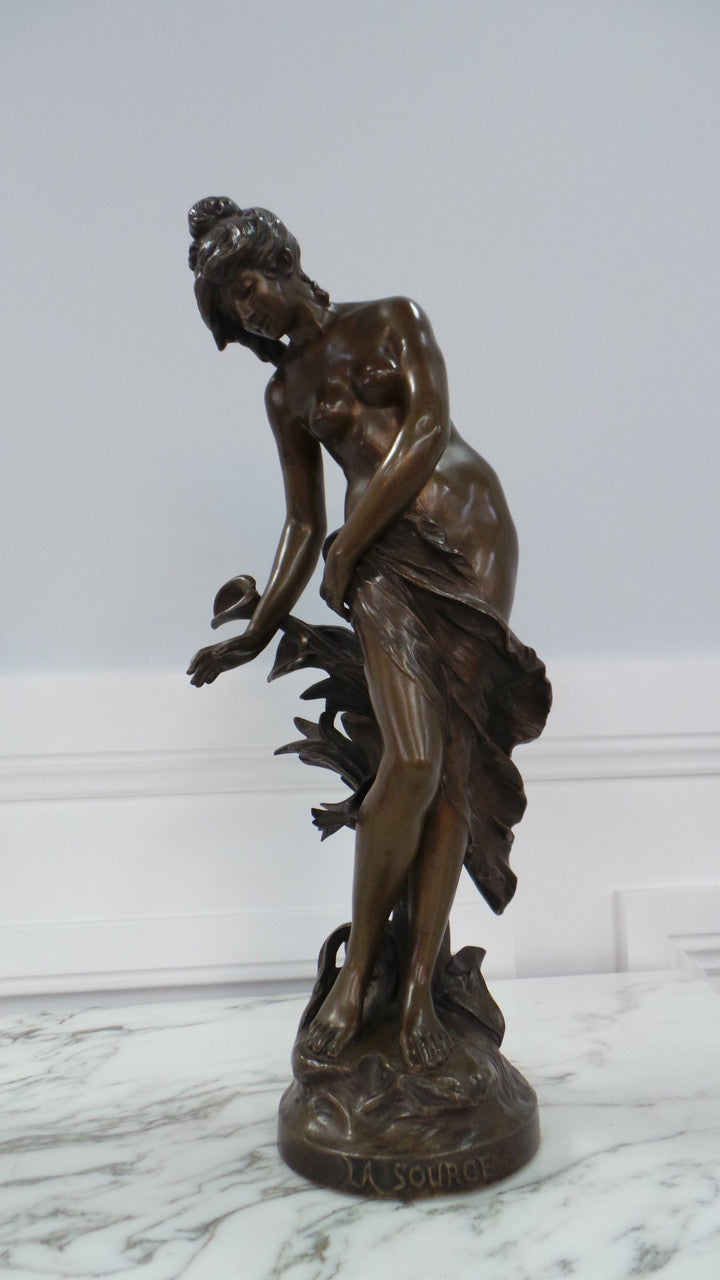 Rare French Bronze Statue Lady Figurine