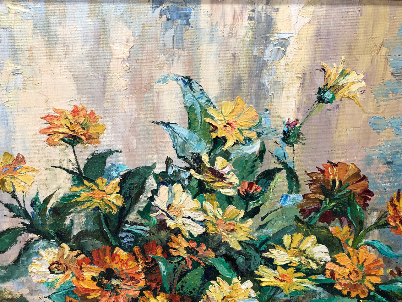 Beautifully framed floral oil on canvas