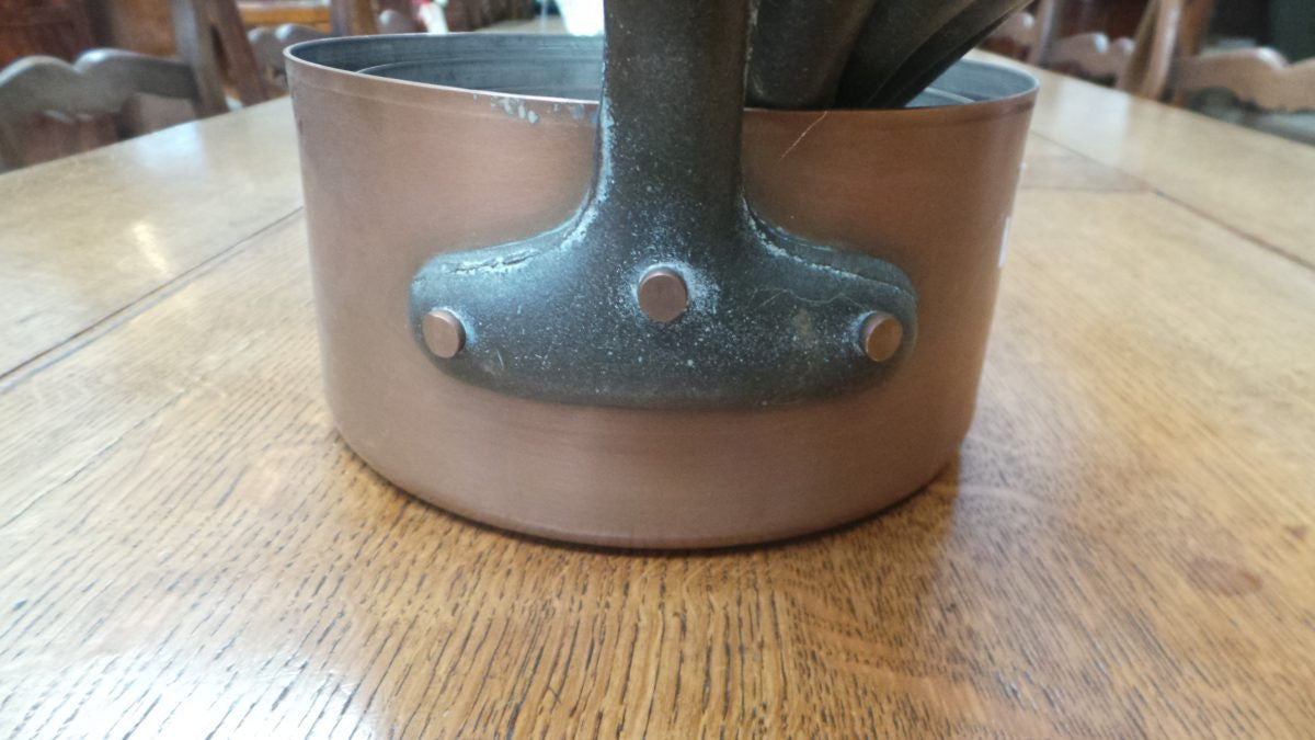 Set of Five French Copper Saucepans