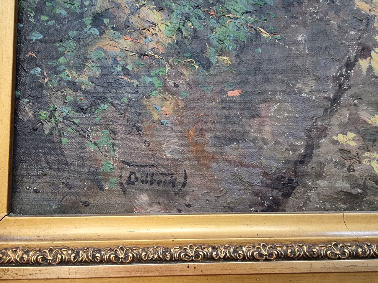 Sourced in France is this beautiful impressionist oil on canvas by "LOUIS GAROT". In a lovely ornate frame, signed and in good original condition.
