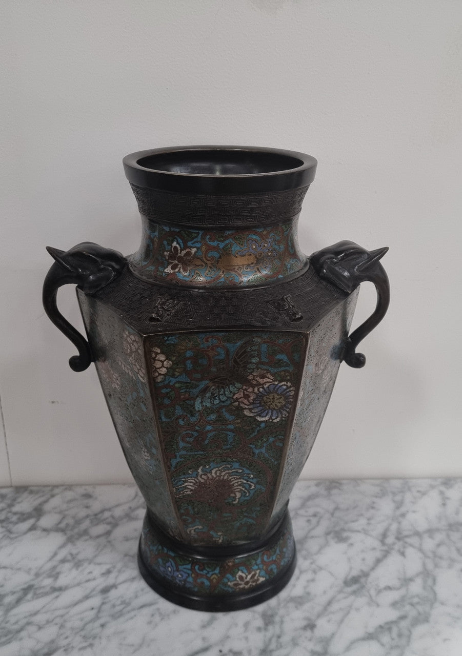 Superb Quality Japanese bronze and cloisonné vase in good original condition.