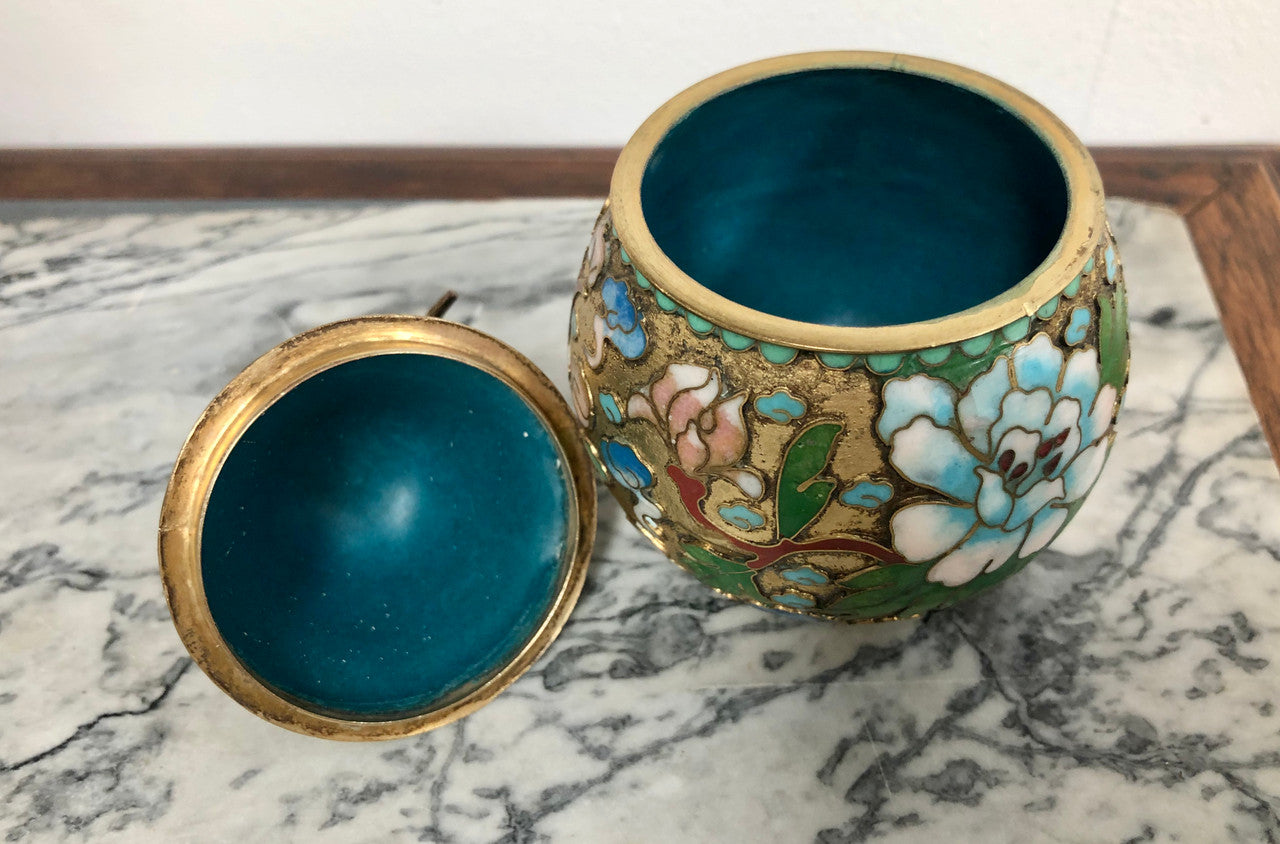Good Quality Chinese Cloisonne Pear Covered Bowl