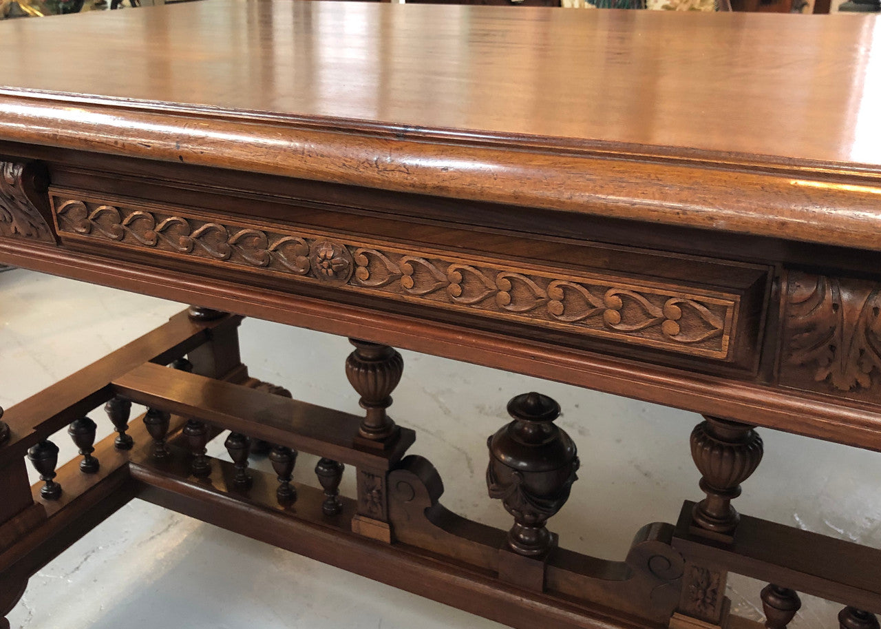 19th Century French Walnut Henry II Style Desk