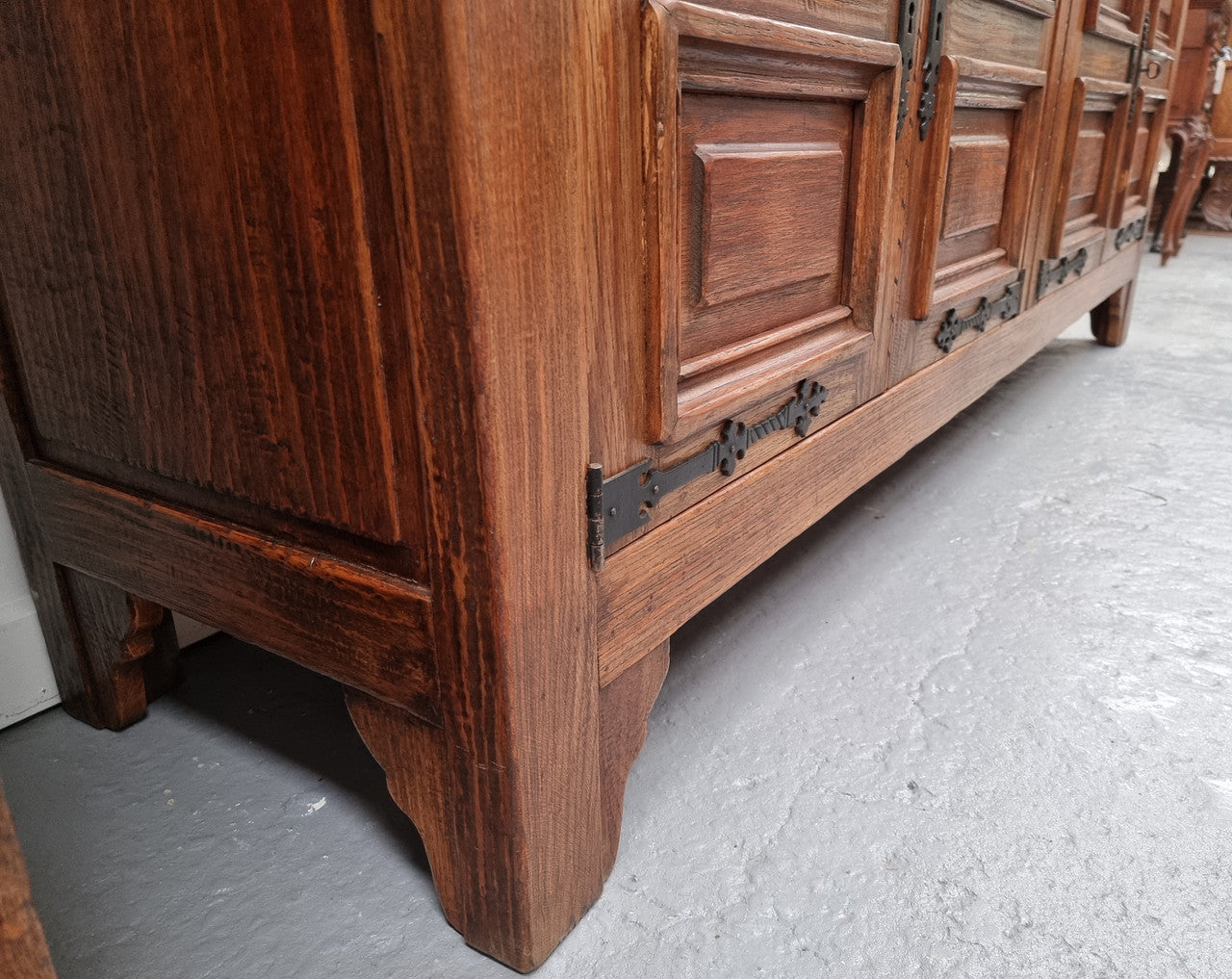 Large French Oak Spanish Style 4 Door Buffet